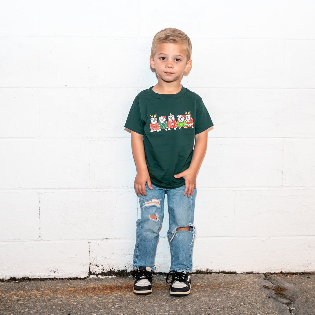 Bulldog Christmas Sweater Pawty Toddler/Youth T-Shirt
