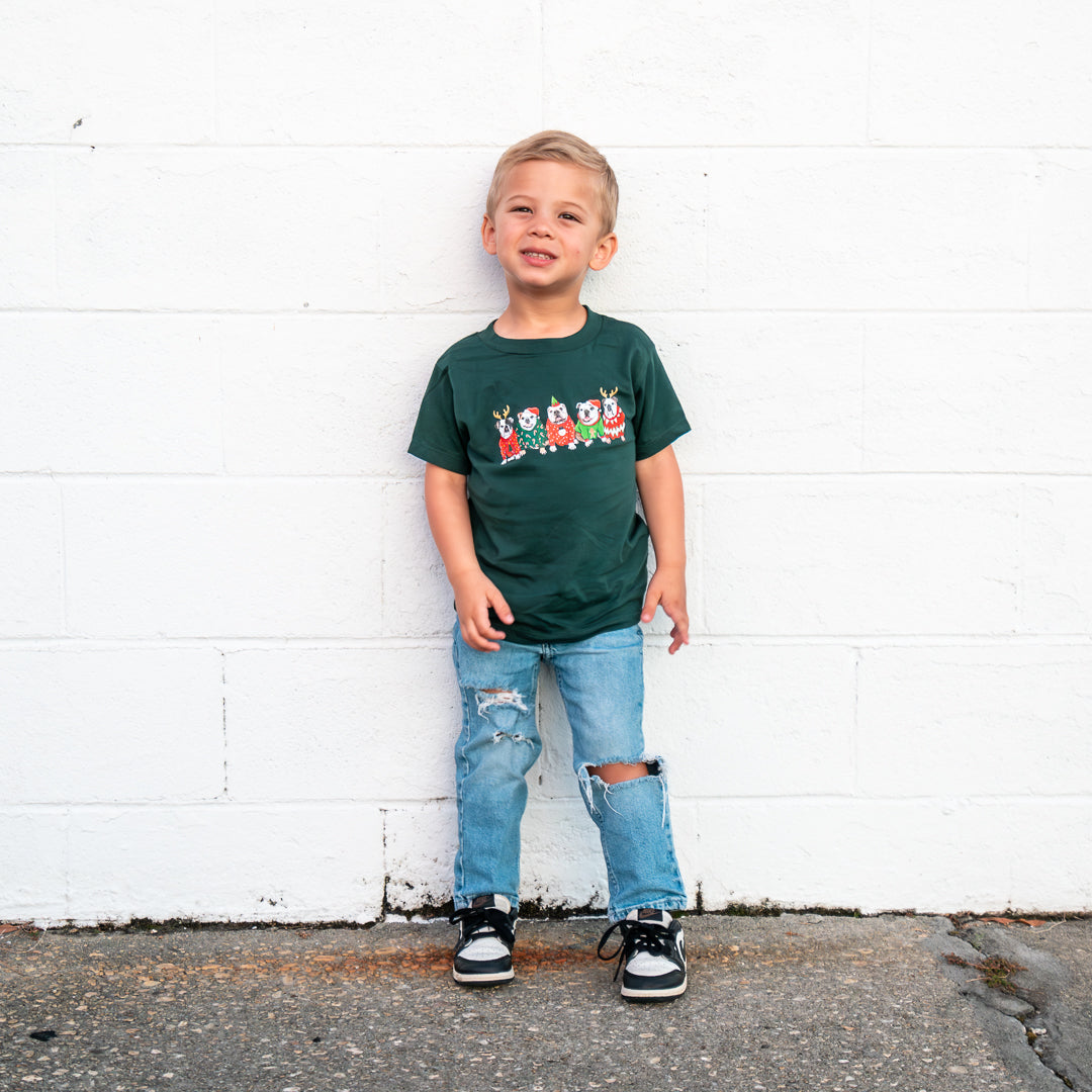 Bulldog Christmas Sweater Pawty Toddler/Youth T-Shirt