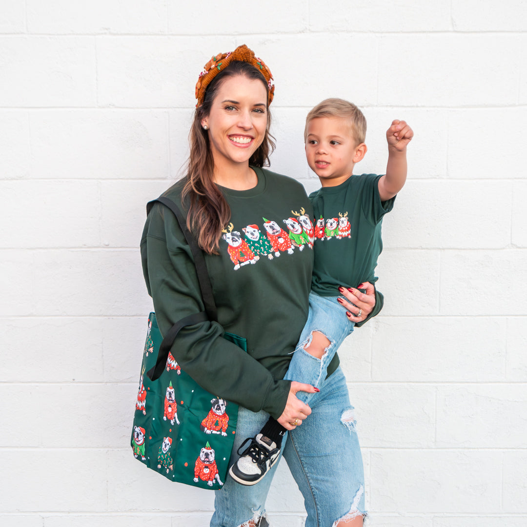 Bulldog Christmas Sweater Pawty Toddler/Youth T-Shirt